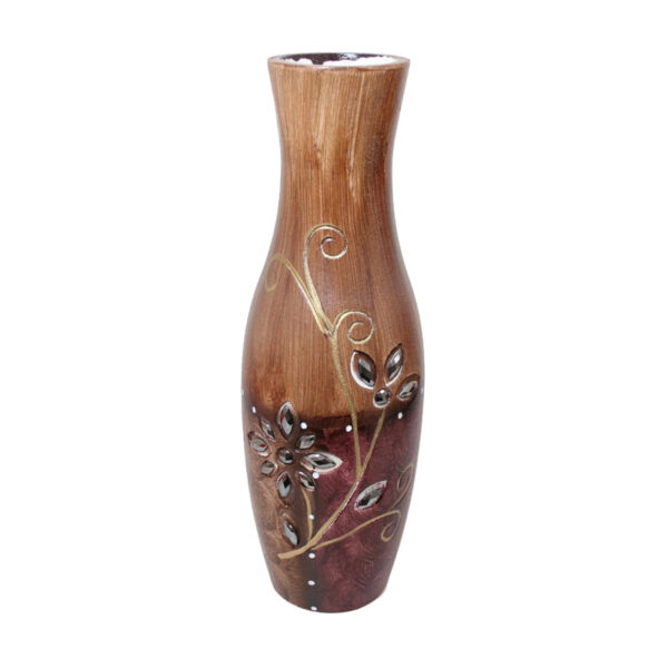 35cm Wooden Vase Vintage Floral Centerpiece Vase for Home Decor